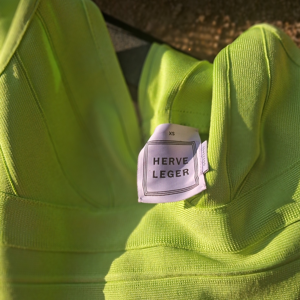 Herve Leger Neon Green Dress